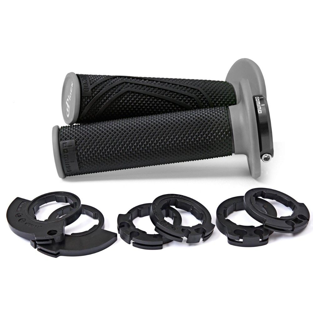 Pair of Grips Lock-On Domino D200 - black grey Pair of Grips Lock-On Domino D200 - black grey