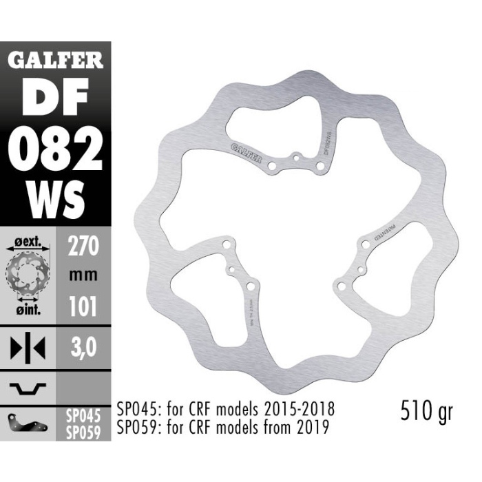 Brake disc Galfer Wave Honda CRF 450 R (02-25) front maggiorato DF082WS