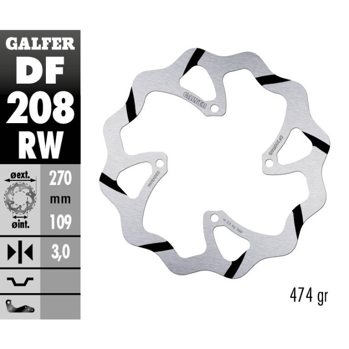 Brake disc Galfer Race Kawasaki KX 450 F (15-26) front DF208RW