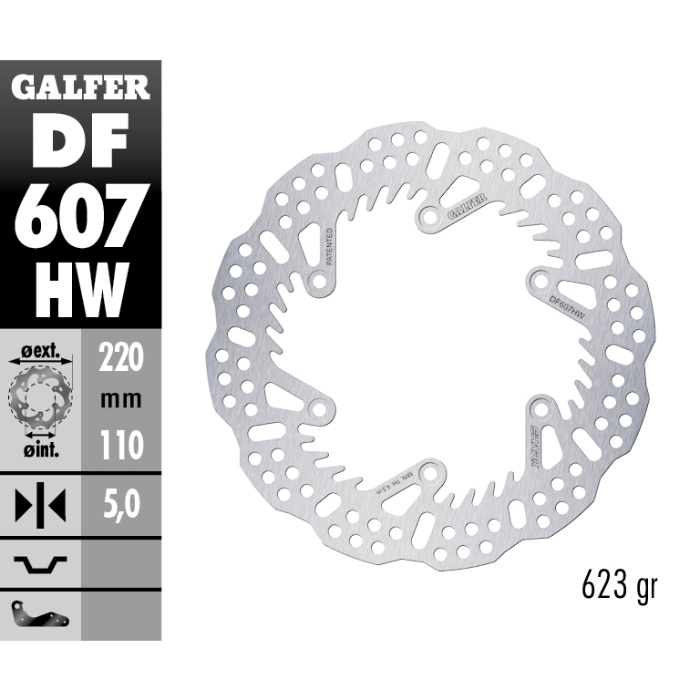 Brake disc Galfer Shark Husaberg 350 FE (13-14) rear - 5 mm DF607HW