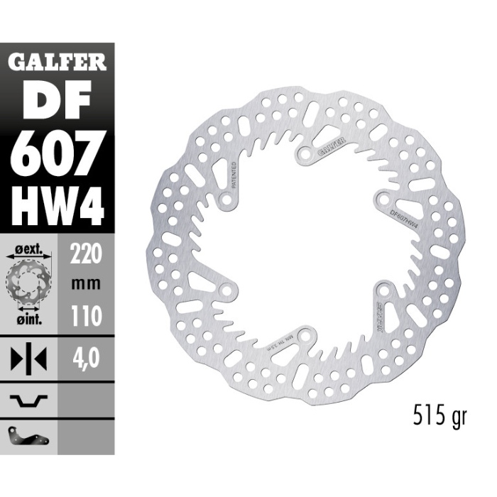 Brake disc Galfer Shark Triumph TF 450 RC (25) rear - 4 mm DF607HW4