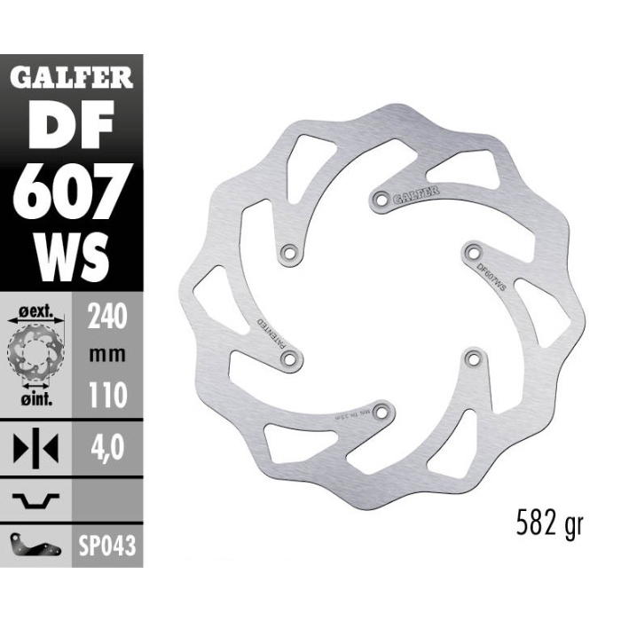 Brake disc Galfer Wave Husaberg 250 TE (11-14) rear maggiorato DF607WS
