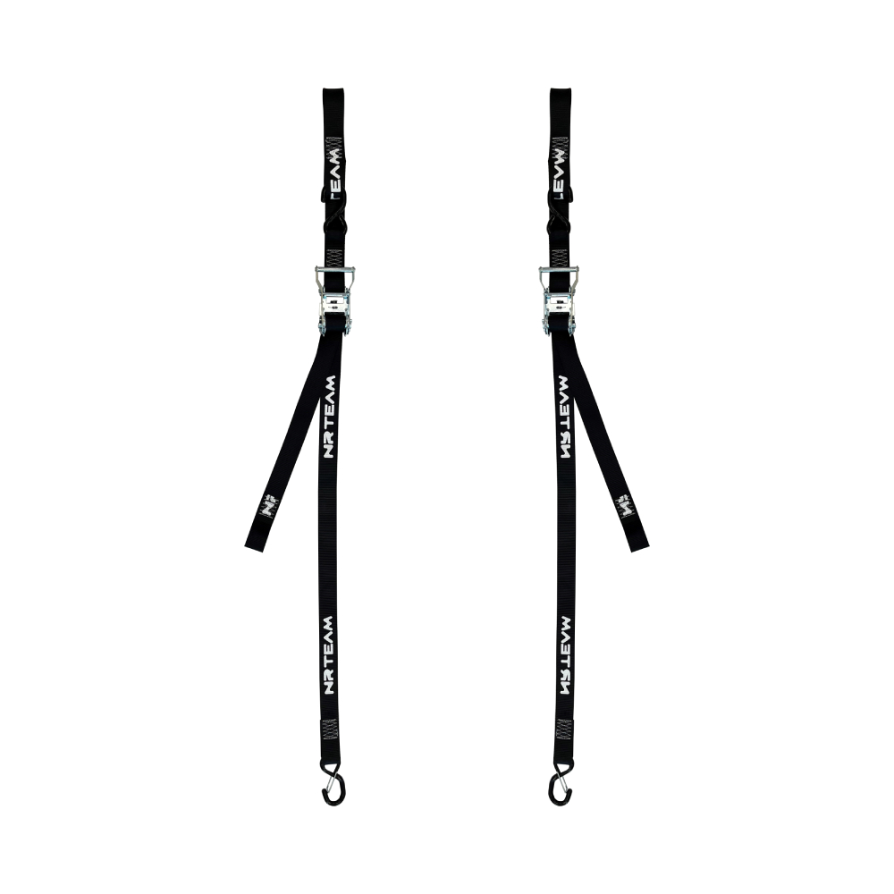 Pair of ratchet tie-down straps for motorcycle 38mm NRTeam black Pair of ratchet tie-down straps for motorcycle 38mm NRTeam black