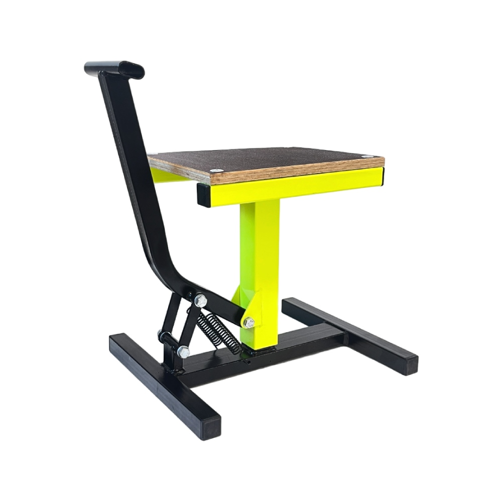 Motorcycle lift stand NRTeam wooden top platform - black/neon yellow DS89.CVW-NGF