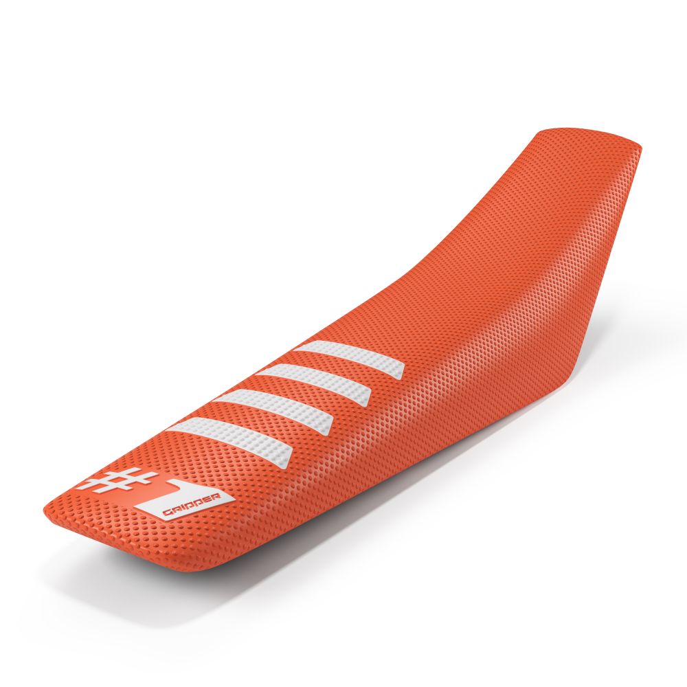 Universal seat cover Onegripper - Ribbed orange and white OSC02-OEWH
