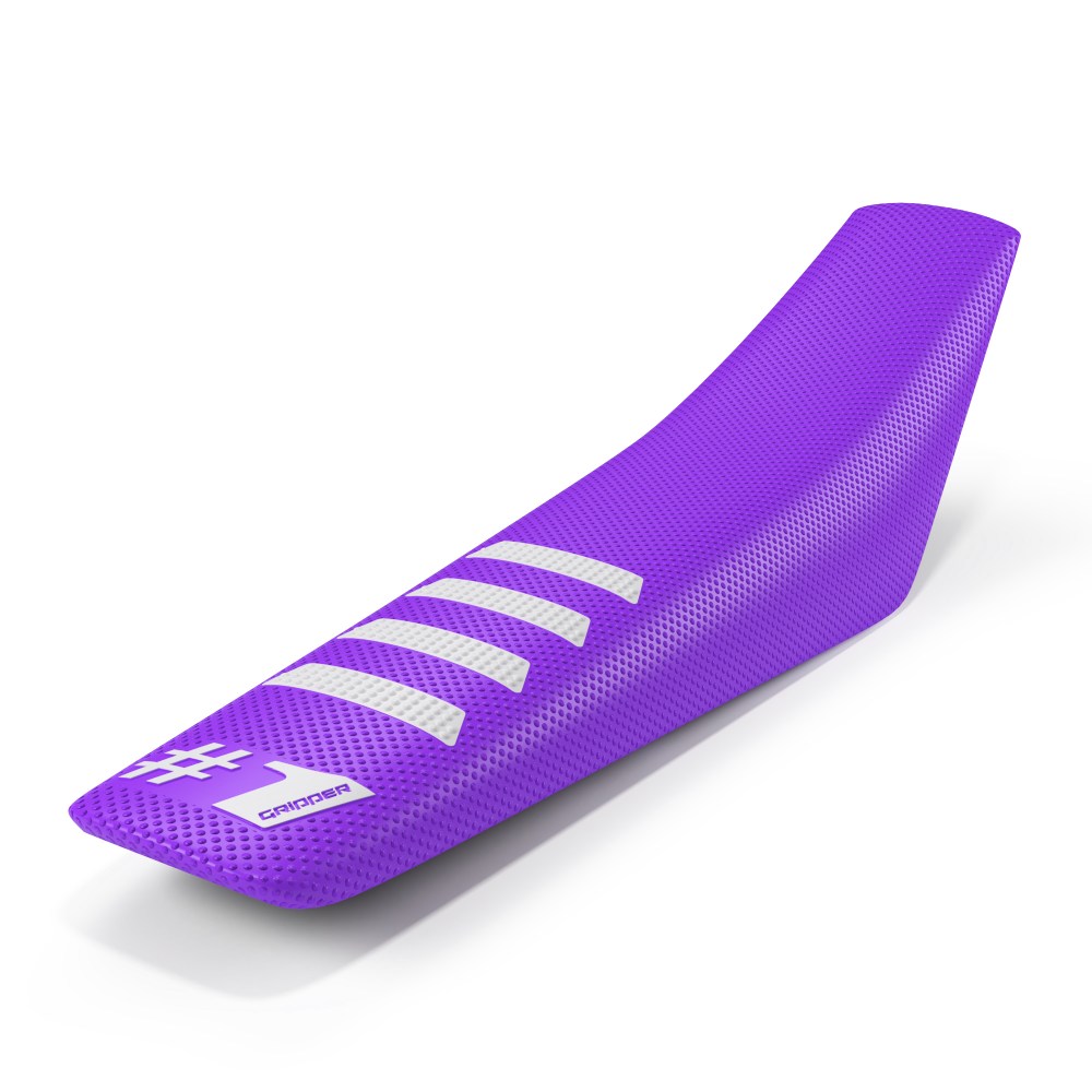 Universal seat cover Onegripper - Ribbed viola and white